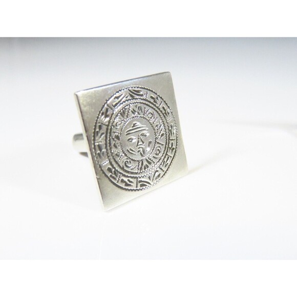 Vintage Mayan Calendar Sterling Silver Cufflink Set by Horacio De La Parra - 20m - Picture 6 of 9